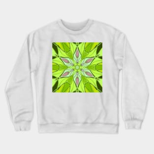 Cartoon Mandala Flower Green and Pink Crewneck Sweatshirt